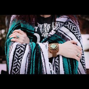 Leather, brass, and turquoise bracelet!